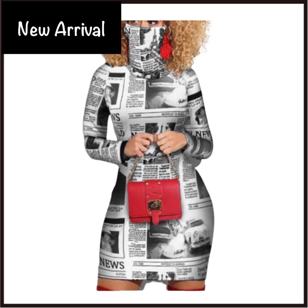 Breaking News Mini Dress With Mask